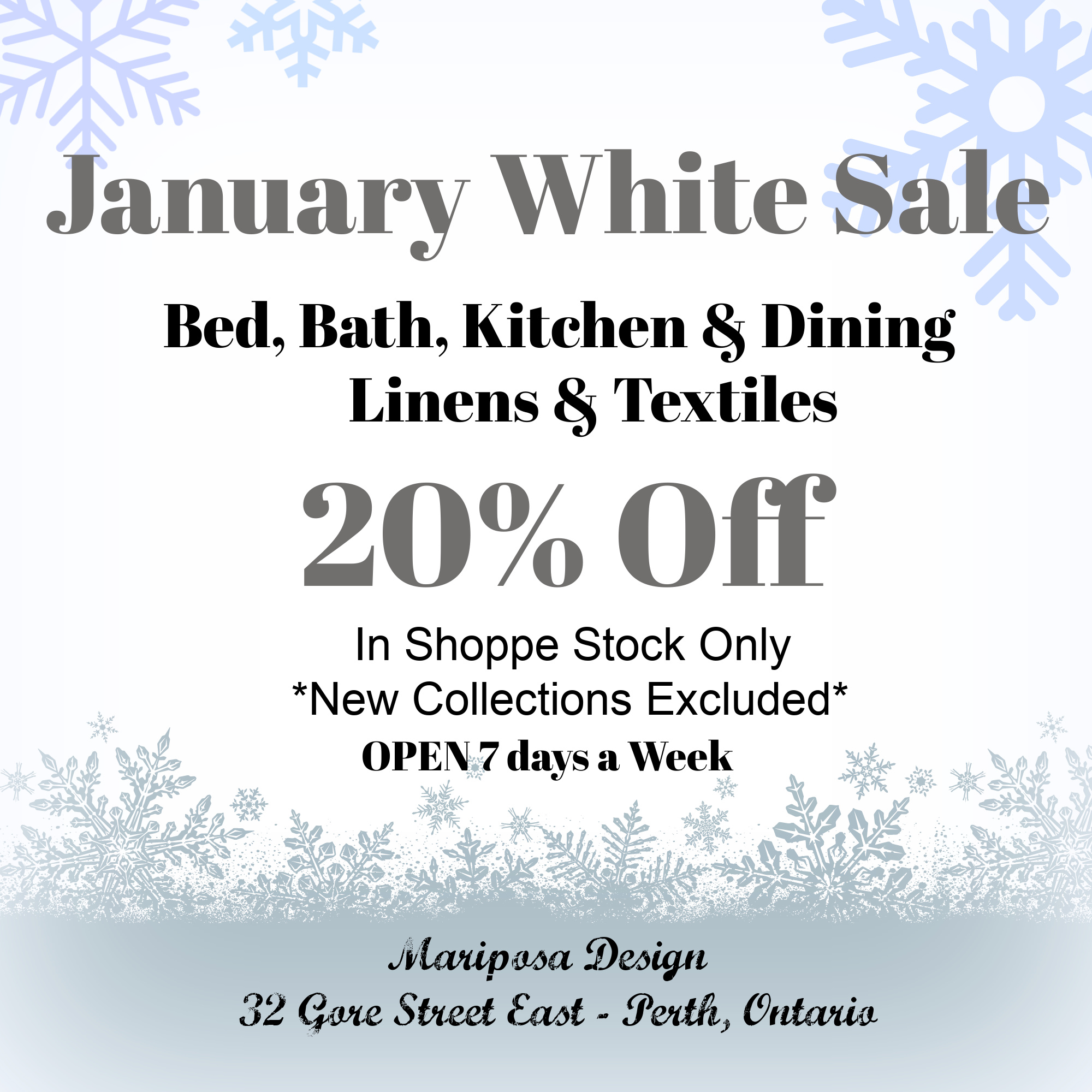 Our January White Sale!